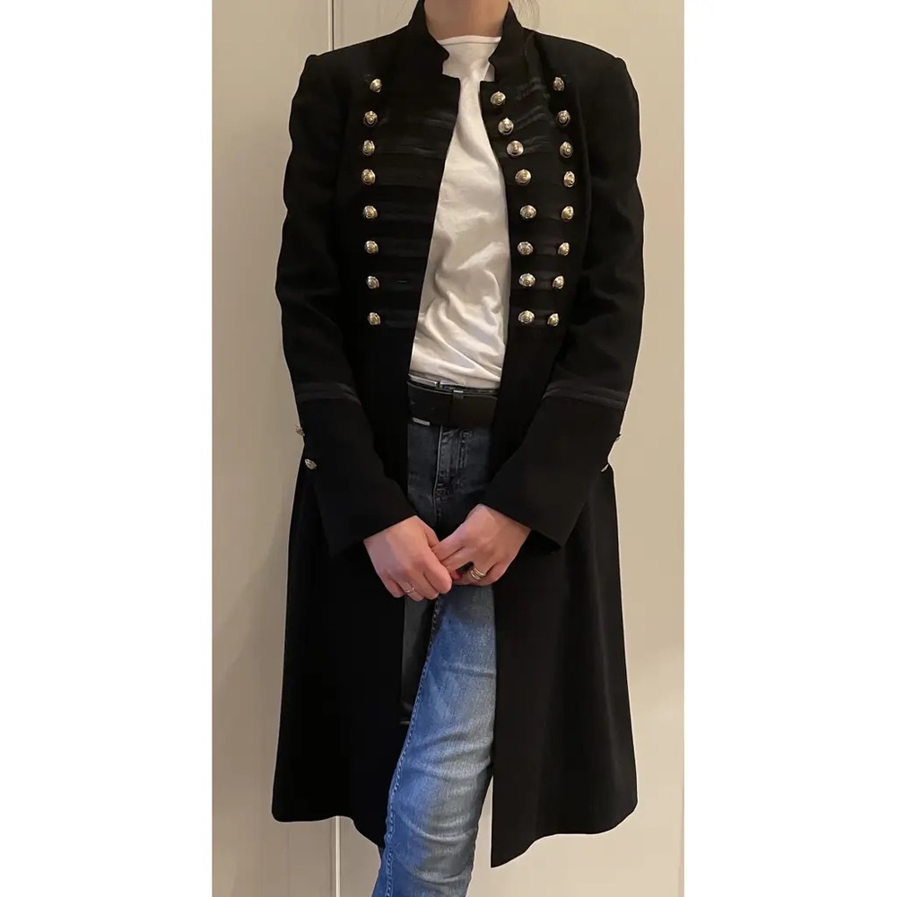 Temperley London Black Military Coat with Silver Buttons - Picture 11 of 11